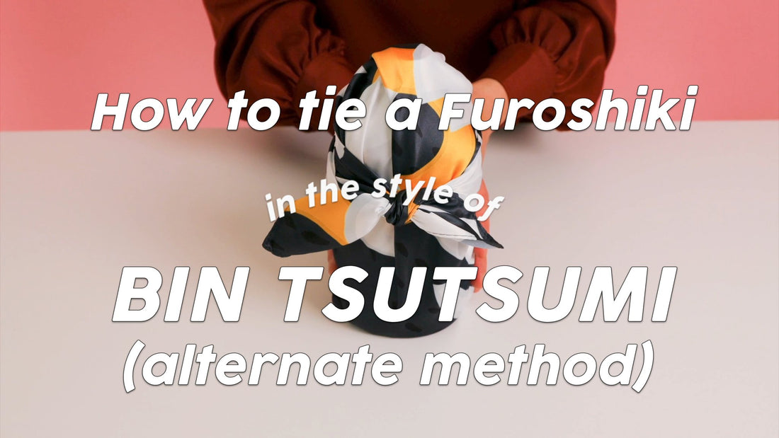 How to tie a Furoshiki in an Alternate Style of Bin Tsutsumi for Smaller Items - Keiko Furoshiki