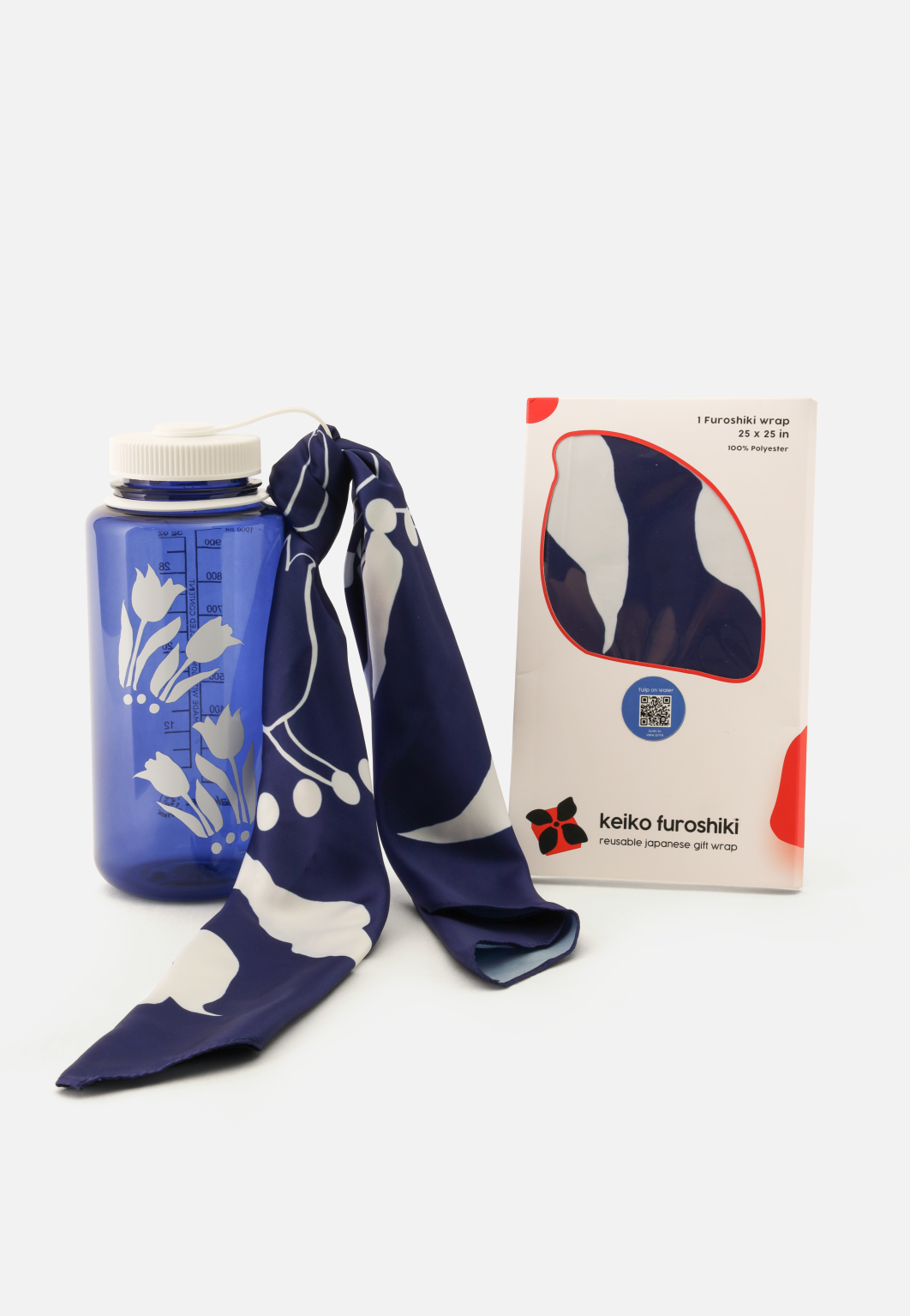 Tulip on Water Furoshiki and Nalgene Bundle from Keiko Furoshiki