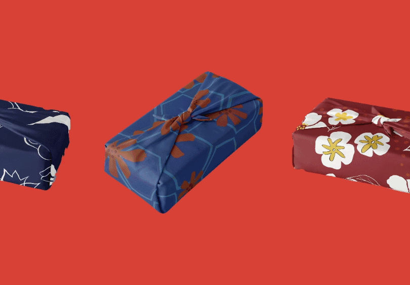 gif of keiko furoshiki prints wrapping