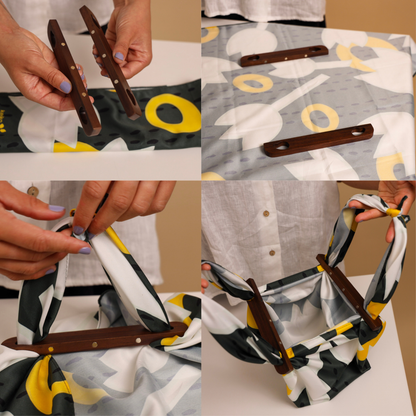 ToteBar (a.k.a. Patchin) – Modern Wooden Handle for Furoshiki Bags from Keiko Furoshiki