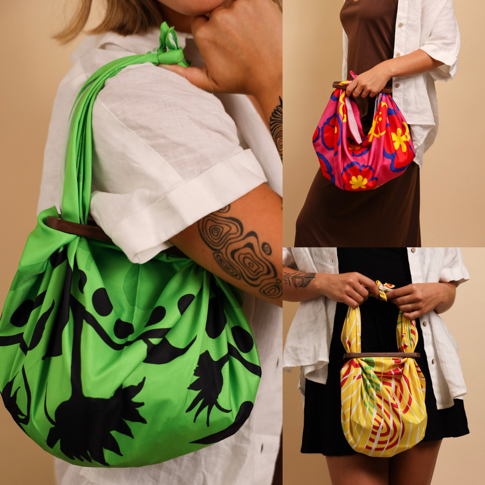 ToteBar (a.k.a. Patchin) – Modern Wooden Handle for Furoshiki Bags from Keiko Furoshiki